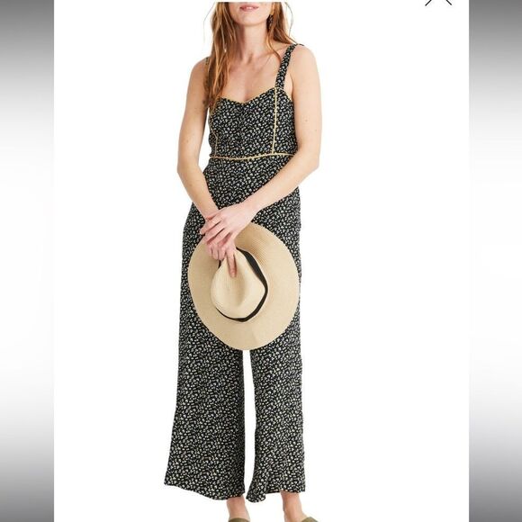 Madewell Button Front Wide Leg Jumpsuit Boho Girly Floral - Picture 1 of 11